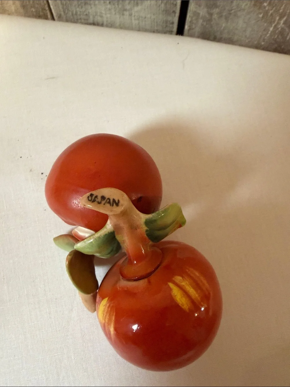 Vintage Ceramic Apple Salt & Pepper Set Marked Japan